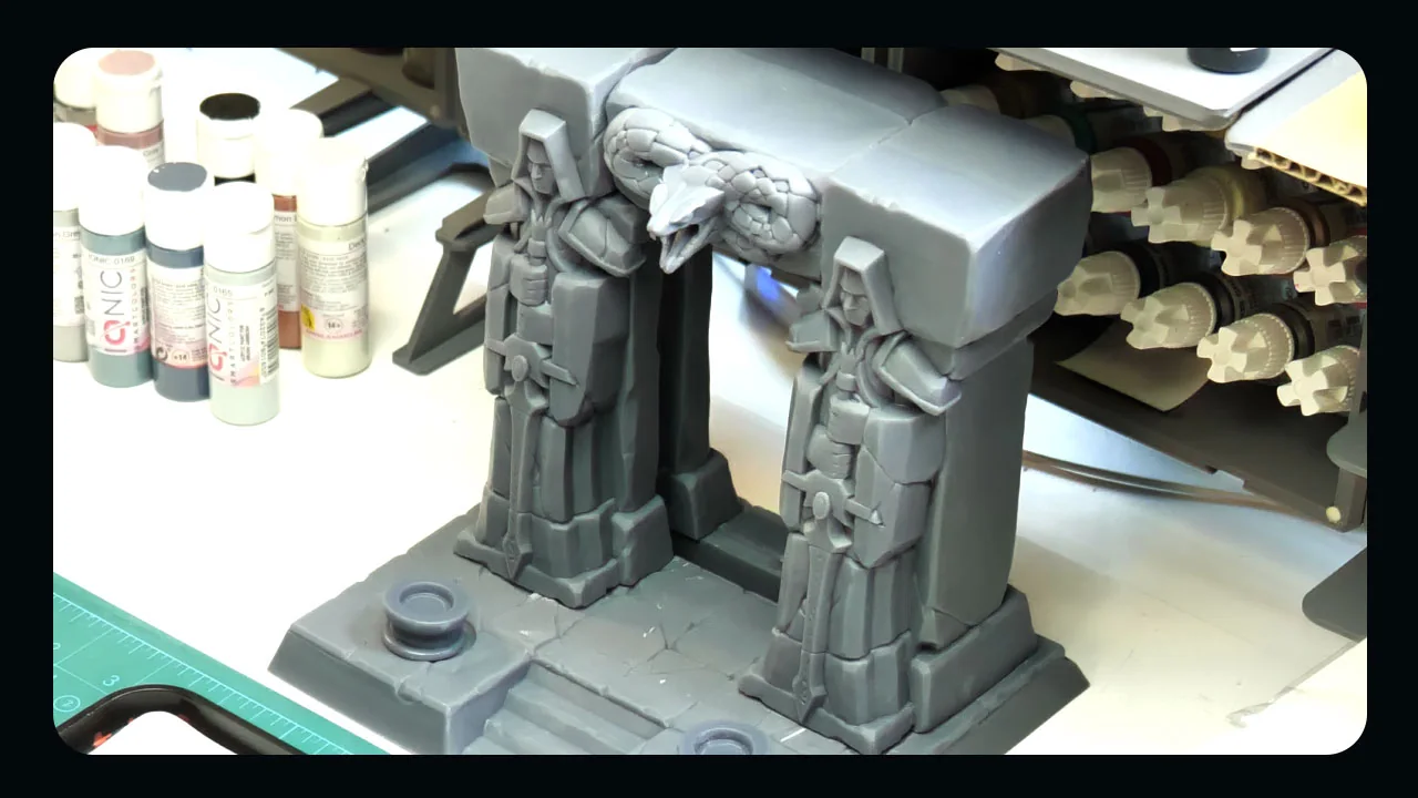 Dark Portal impreso e imprimado antes de comenzar el trabajo de pintura