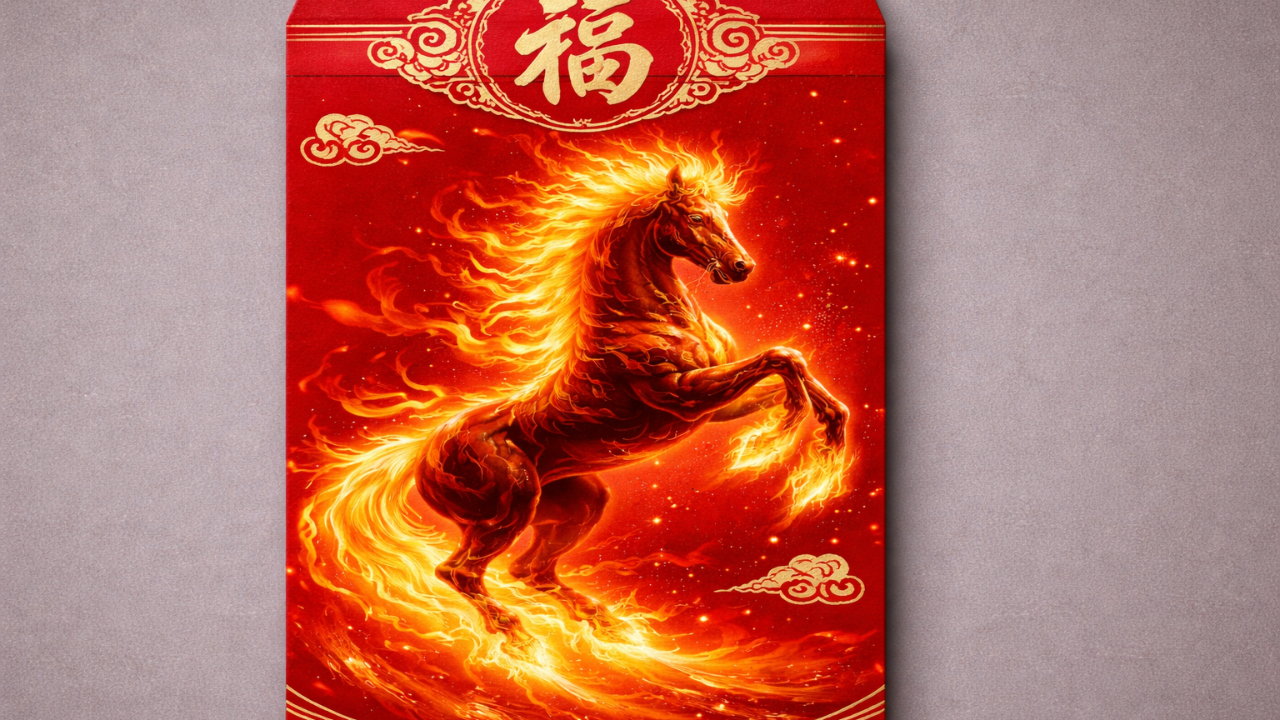 Fire Horse symbol from Chinese zodiac representing the 60-year cycle completion in 2026
