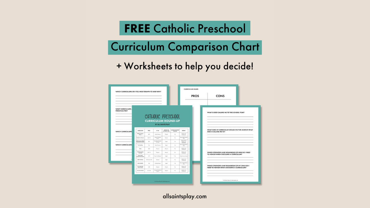The Catholic Preschool Curriculum Round-Up (11 of the Top Options + FREE Comparison Chart Download)