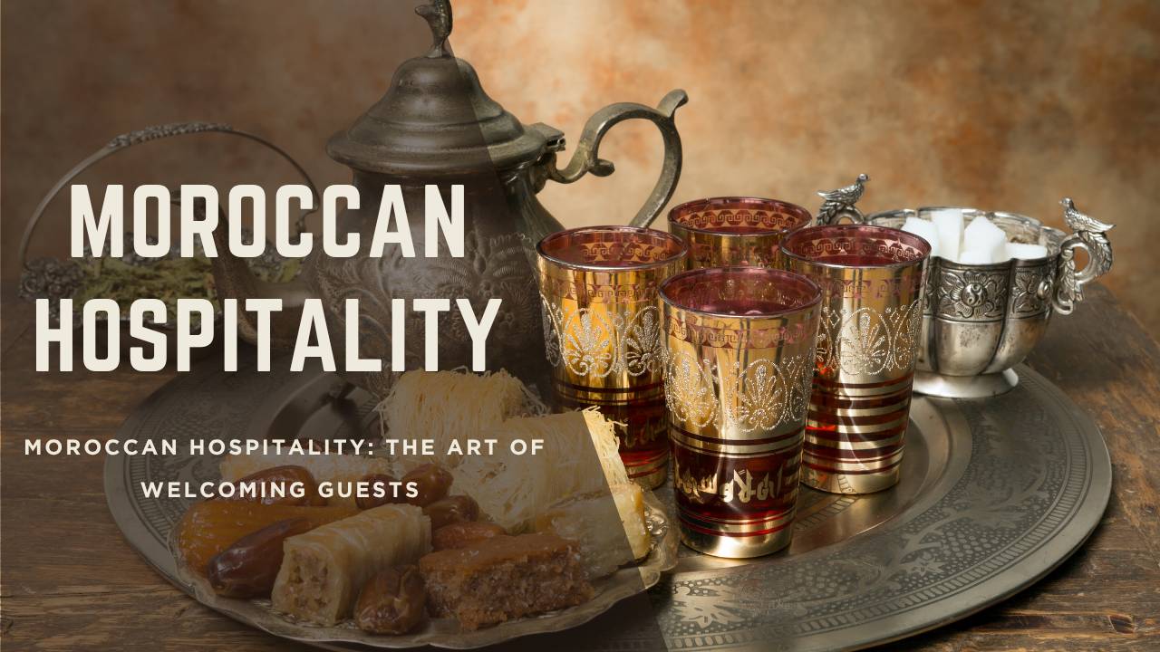 Moroccan mint tea and sweets served to guests as a symbol of hospitality