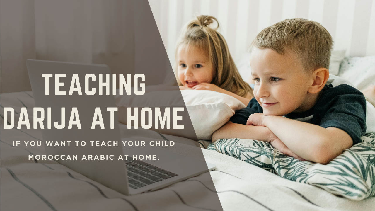 Parent teaching child Moroccan Arabic at home using fun Darija lessons
