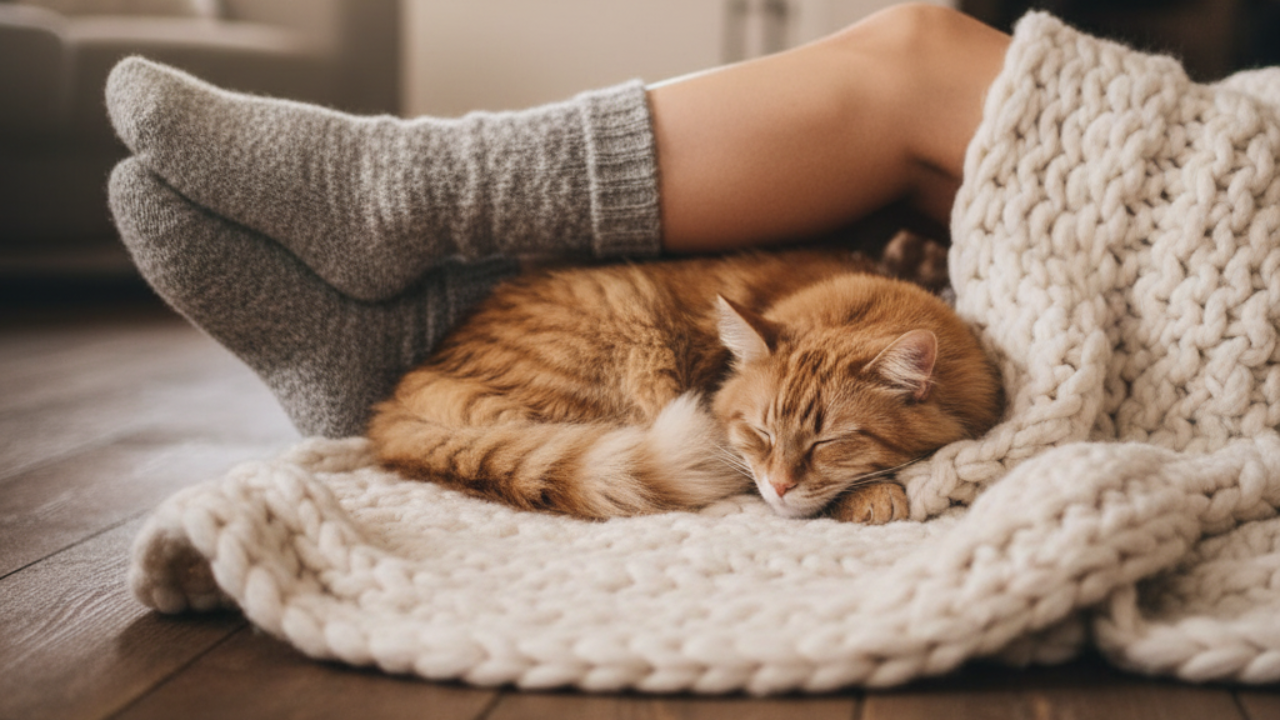 Curled up with a cat