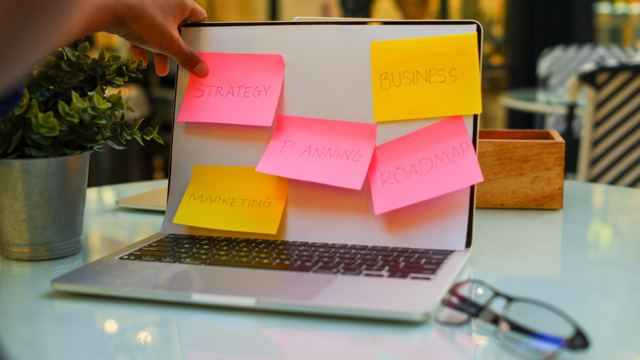 stickies on a laptop