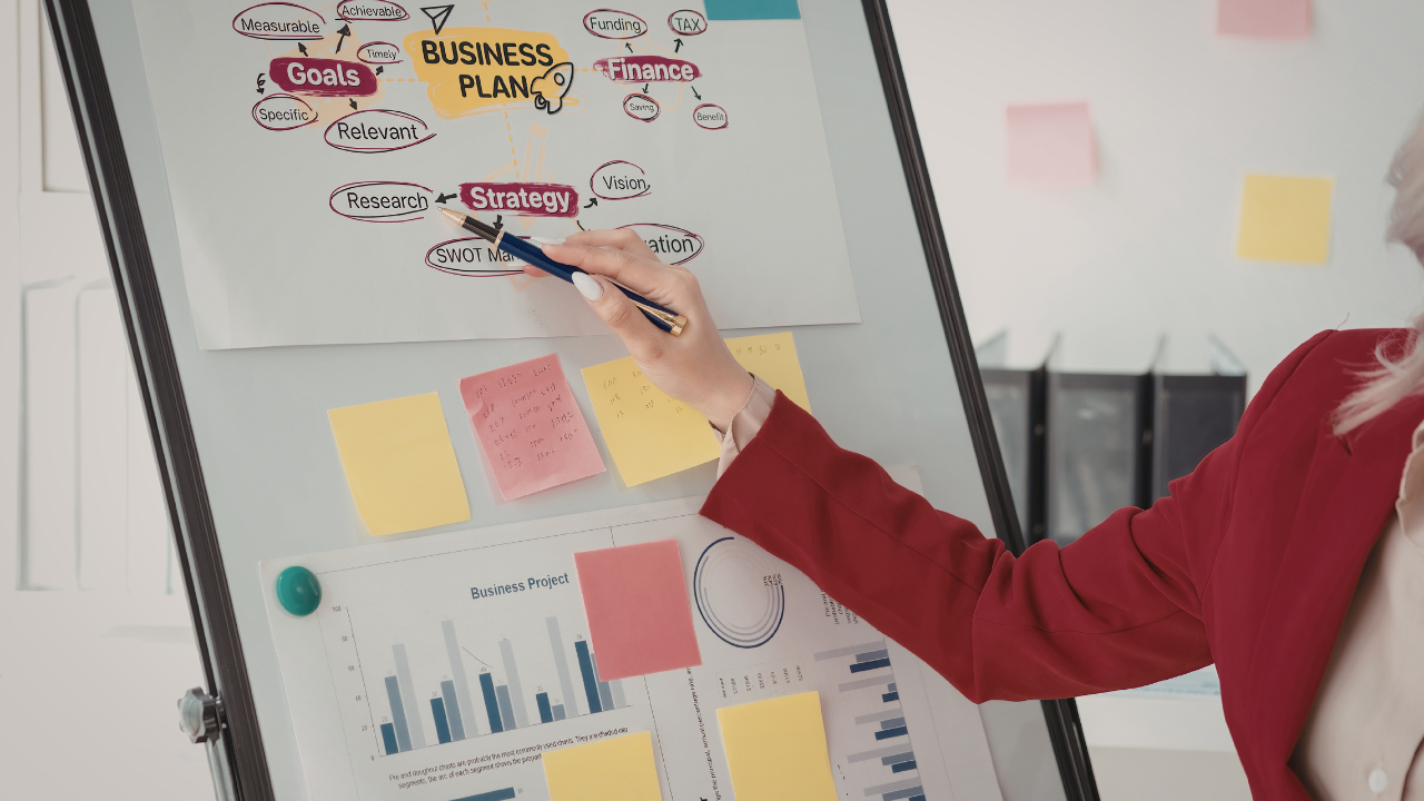 business goals on a board