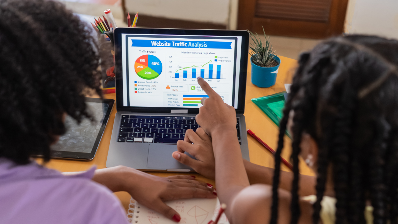 women looking at website traffic stats