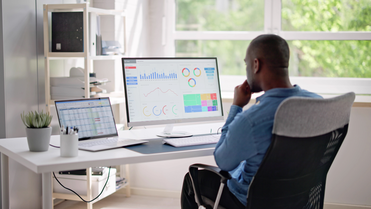 person looking at analytics