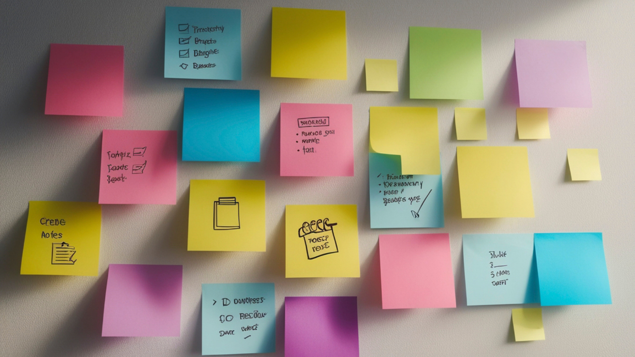 post it notes on wall
