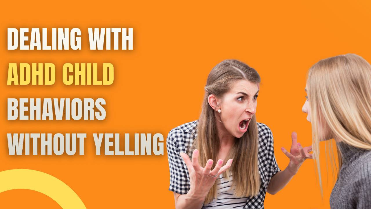 Frustrated mother dealing with ADHD child behaviors without yelling