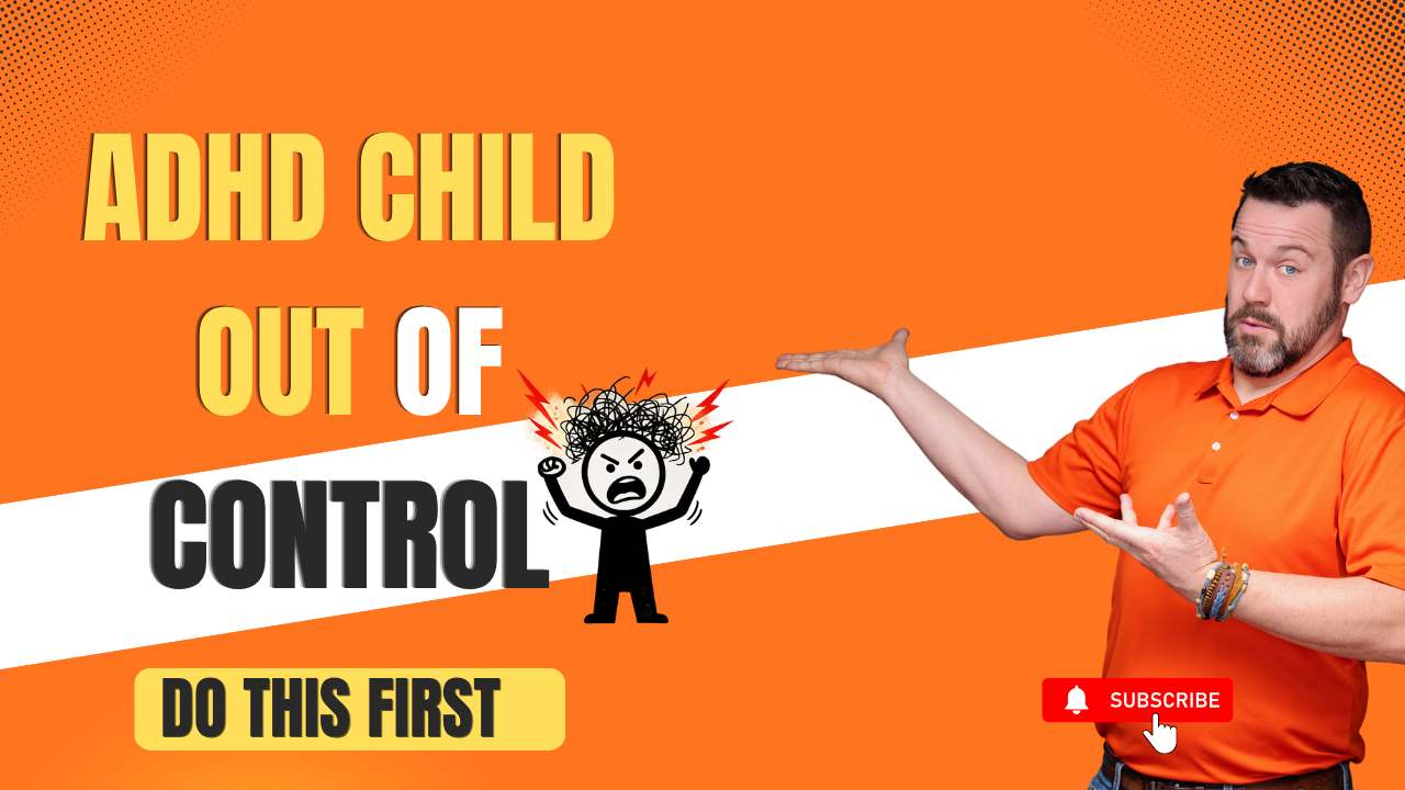 ADHD child out of control behavior concept with frustrated child illustration and parent pointing to solution