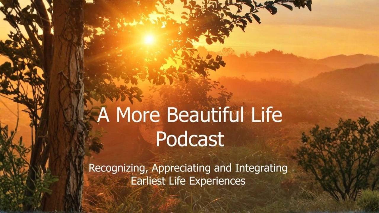 Podcast title against nature background