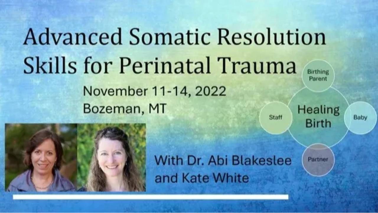Photos of Kate White and Dr. Abi Blakeslee with Somatic therapy imagery.