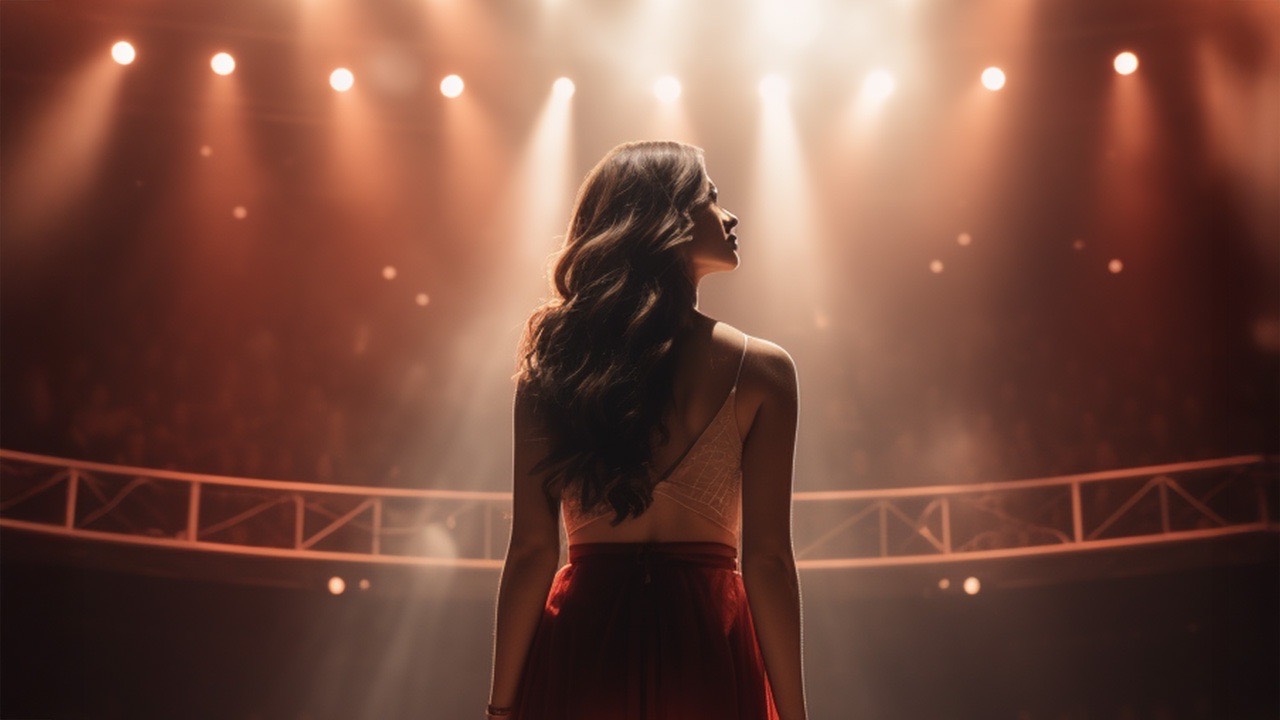 Director’s chair on stage under warm lights symbolizing life direction
