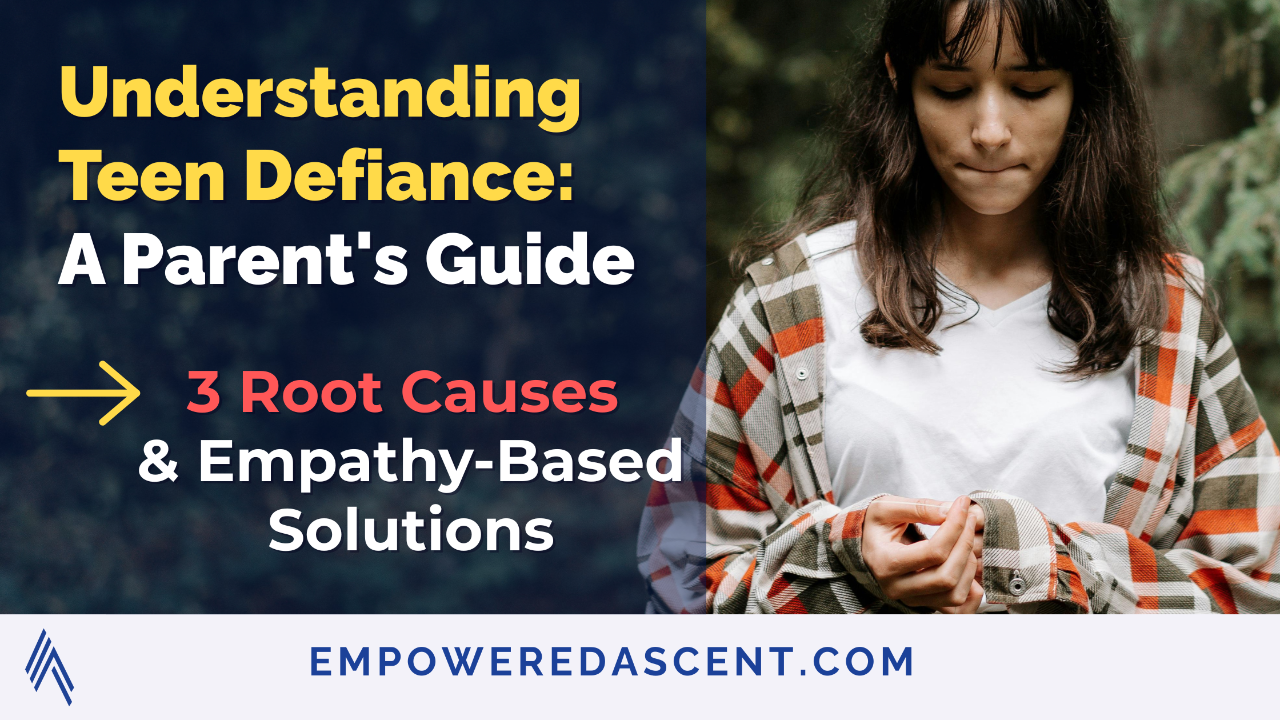 Parent calmly talking with teenage child about boundaries and respect - teen defiance guidance