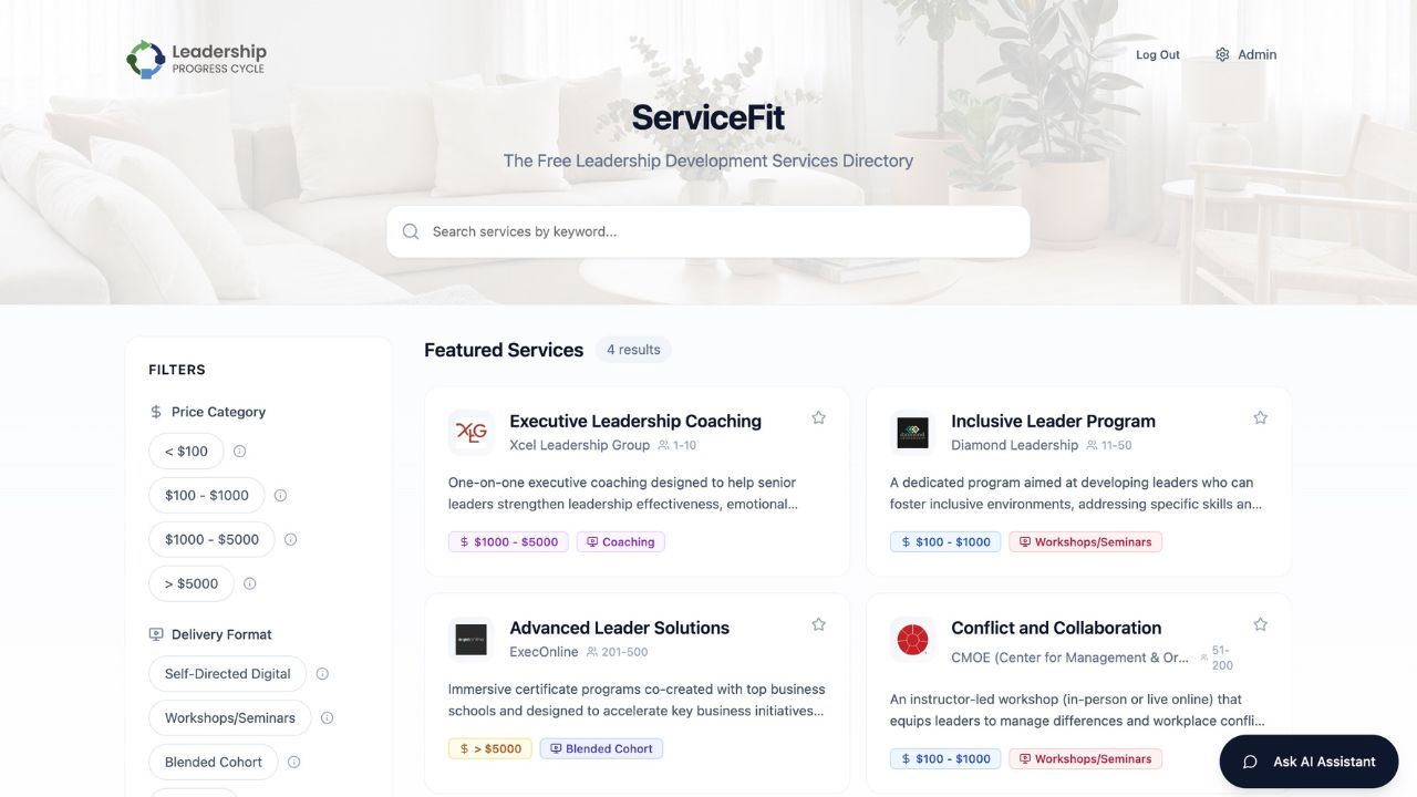 ServiceFit Screen Capture
