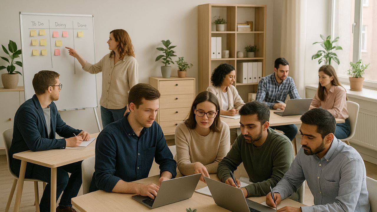 Cross-functional team collaborating