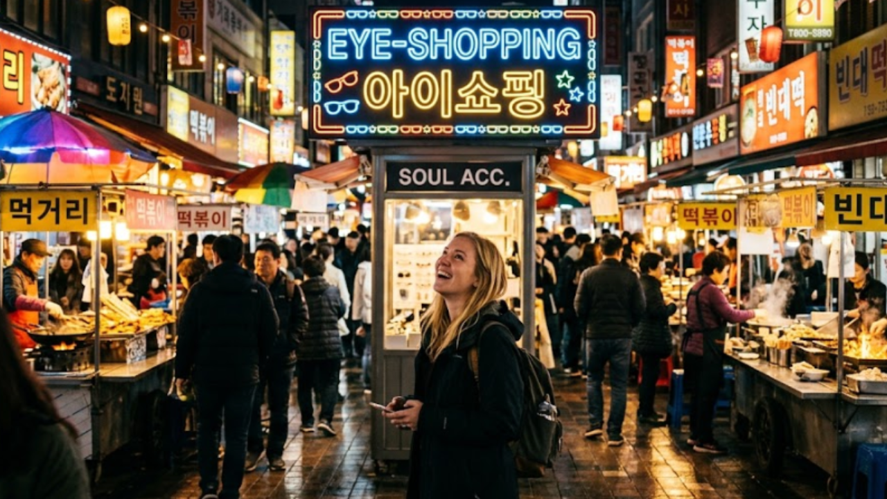 a woman is standing at the market