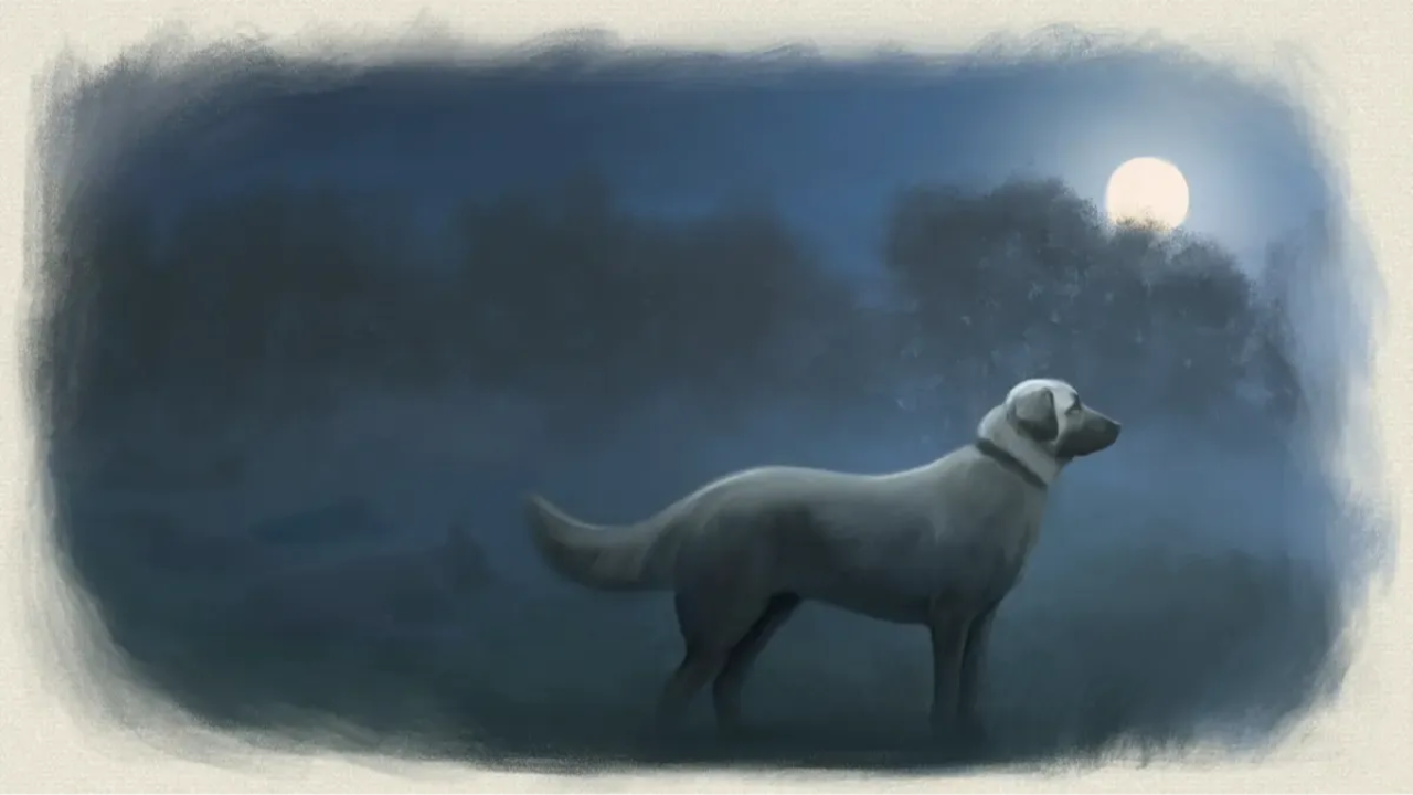 Seda on night watch — the peacekeeper of the meadow.