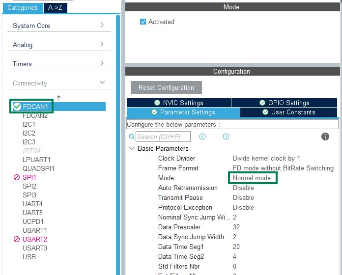STM32 CAN Bus normal mode