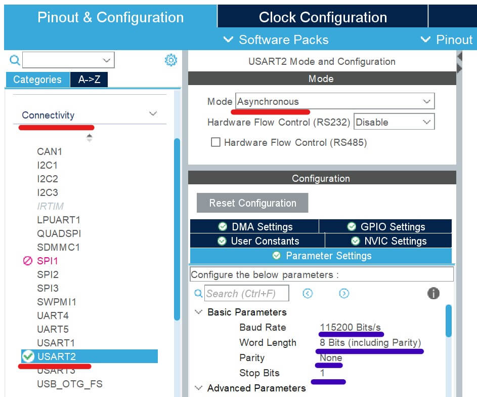 stm32 uart configuration