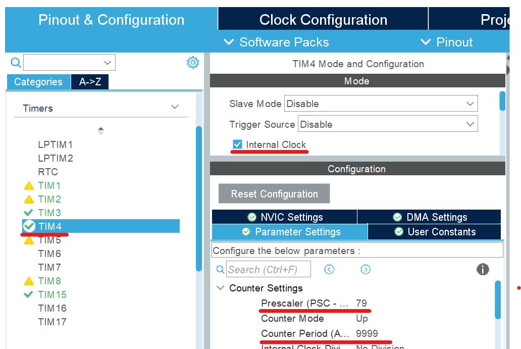 stm32 timer interrupt cubemx configuration