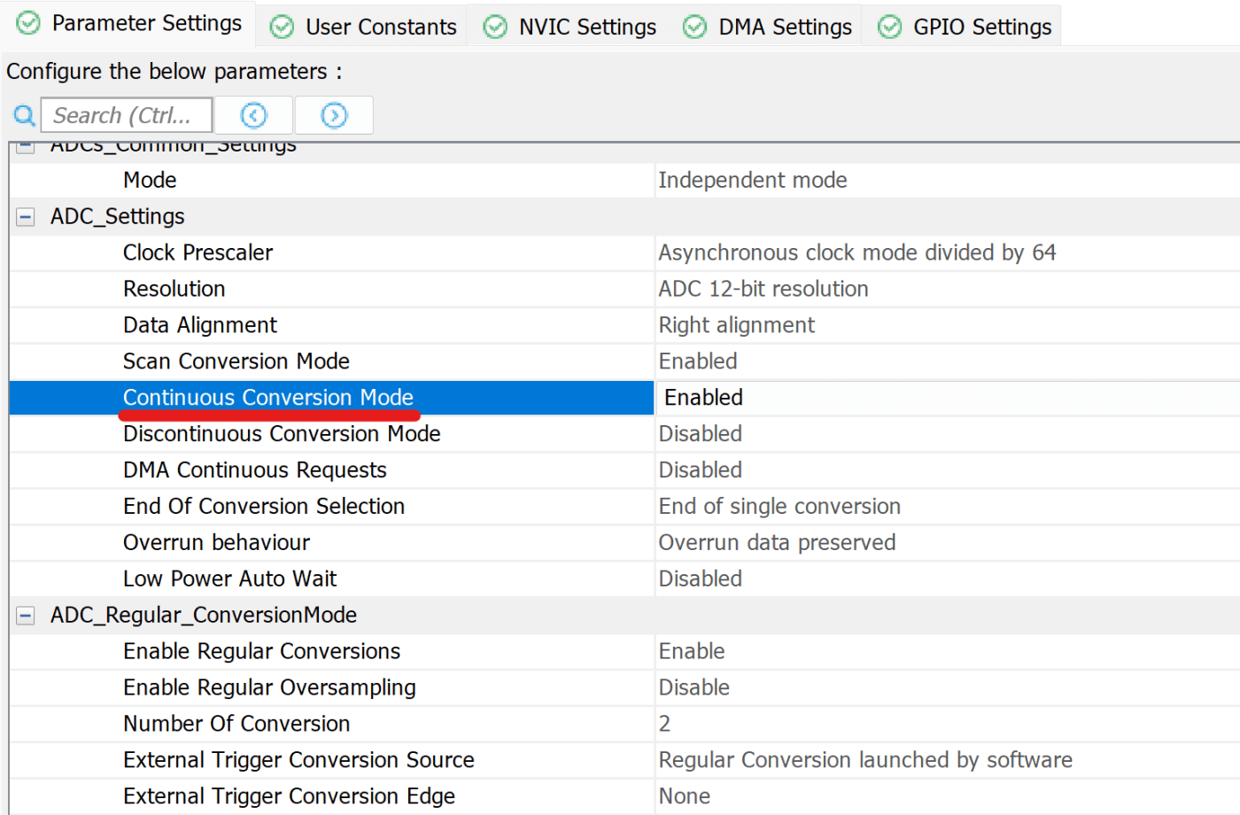 STM32 ADC Enable Continuous Conversion