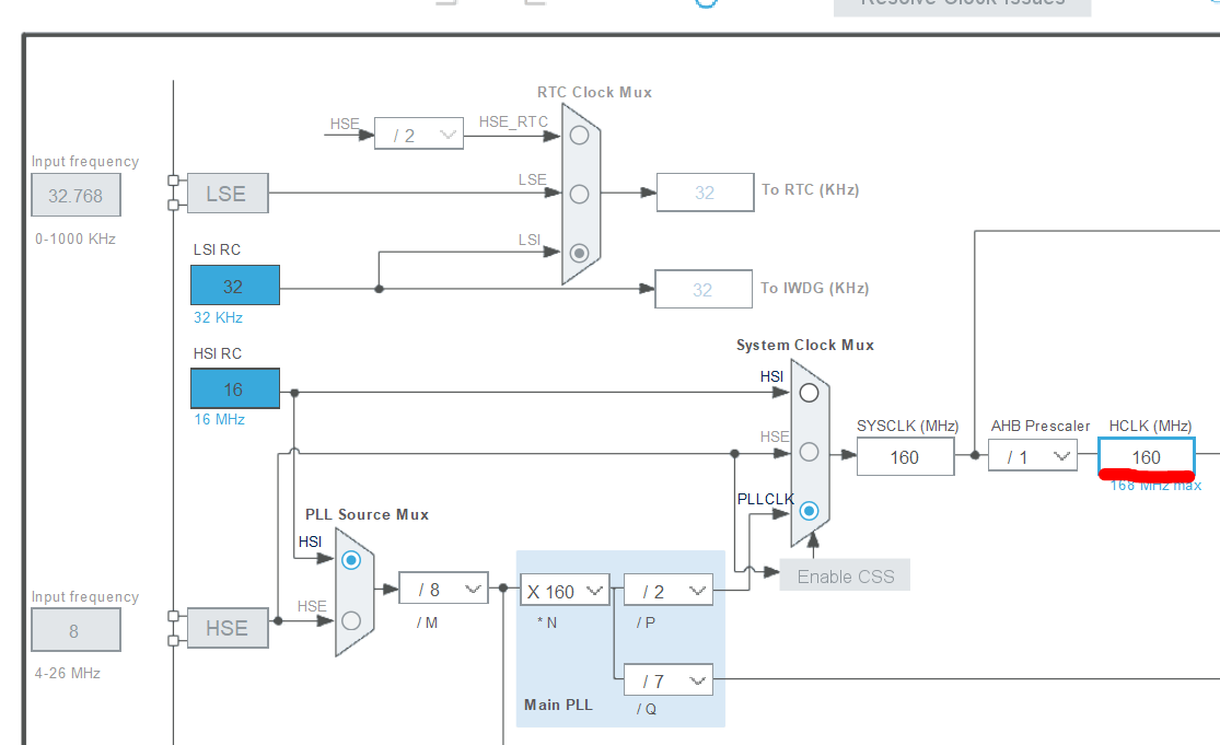 stm32 clock info