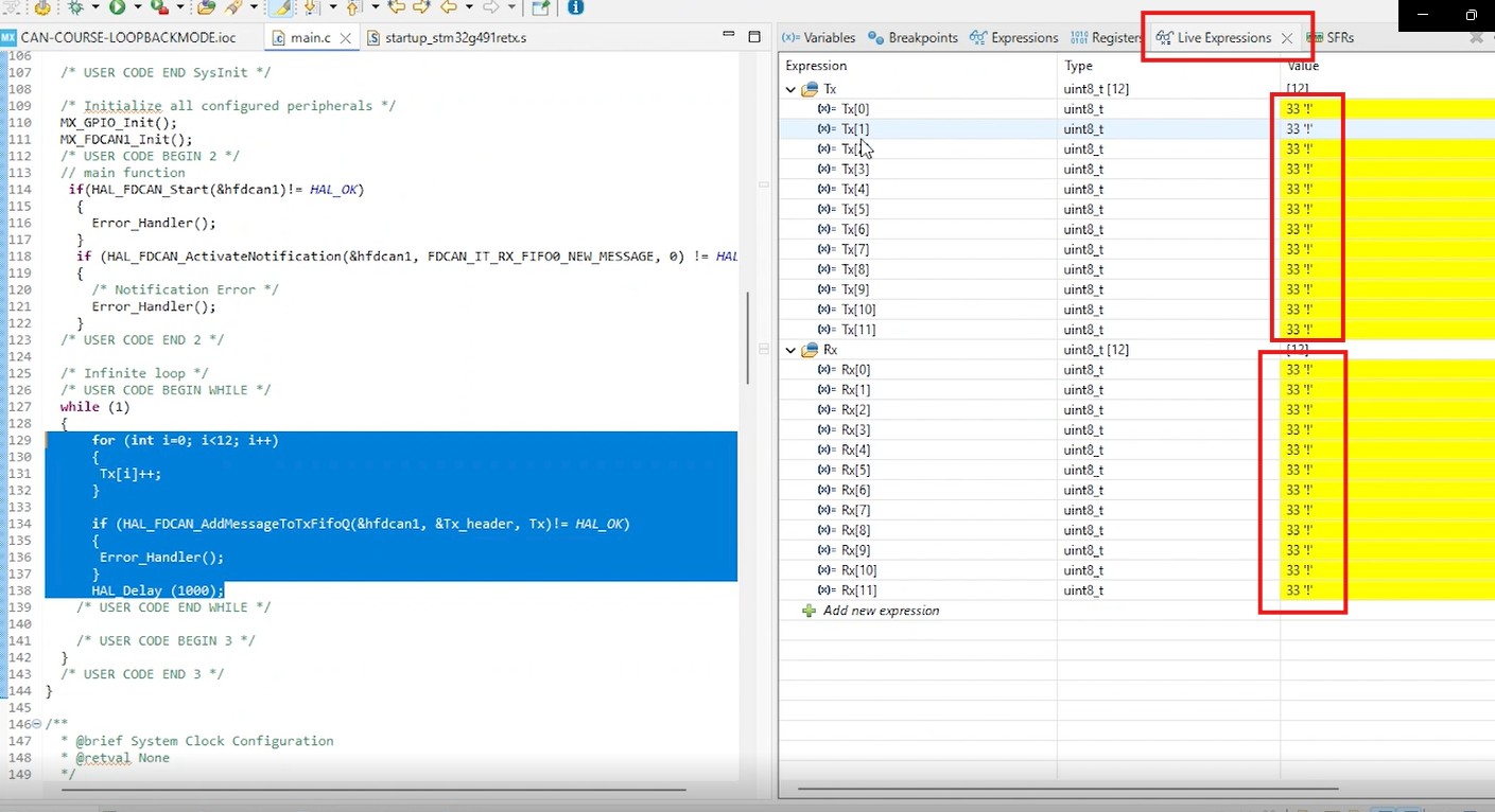 stm32 fdcan loopback mode