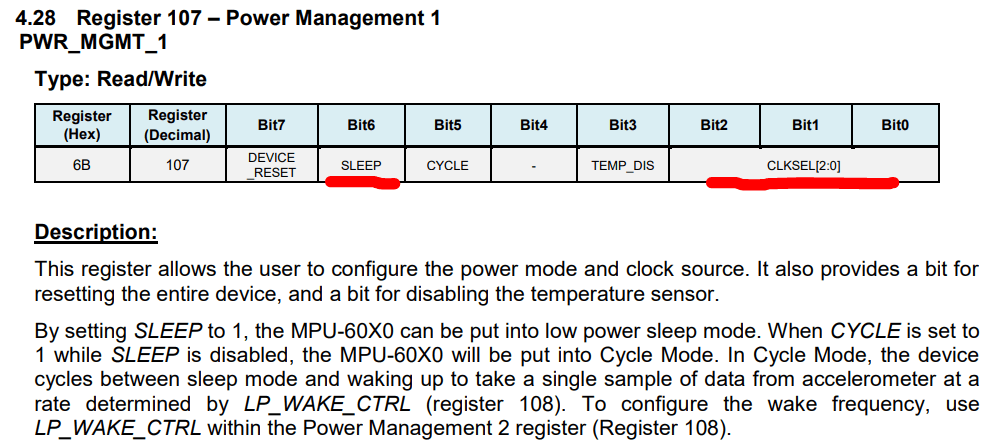 stm32 I2C MPU6050 exit sleep mode
