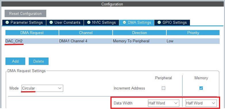 STM32 DAC DMA Enable