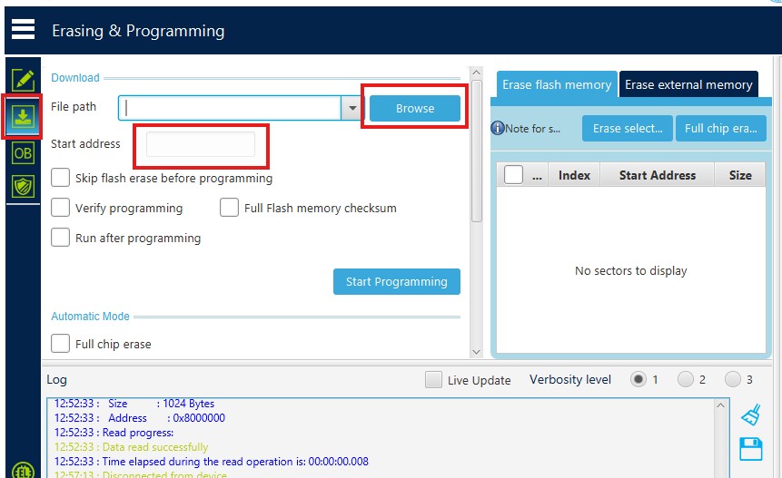stm32cubeprogrammer flasing the stm32 mcu