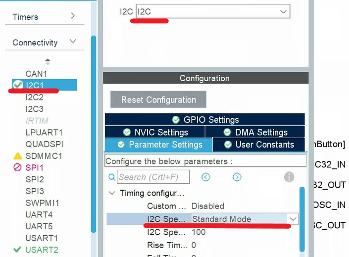 stm32 I2C configuration MPU6050