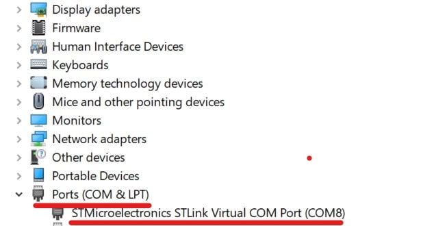 stm32 uart comport number
