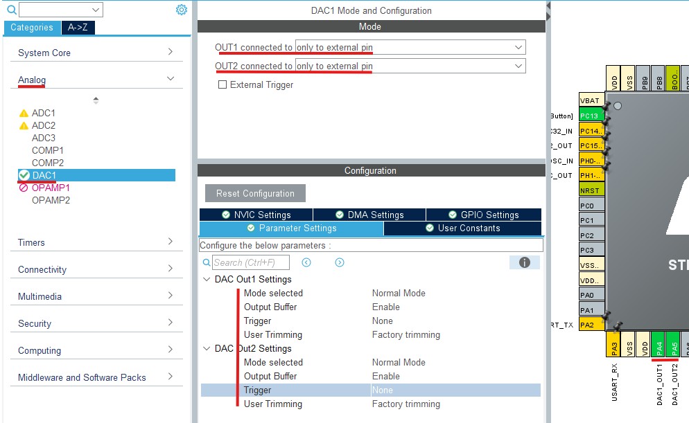 STM32 CubeMx configuration