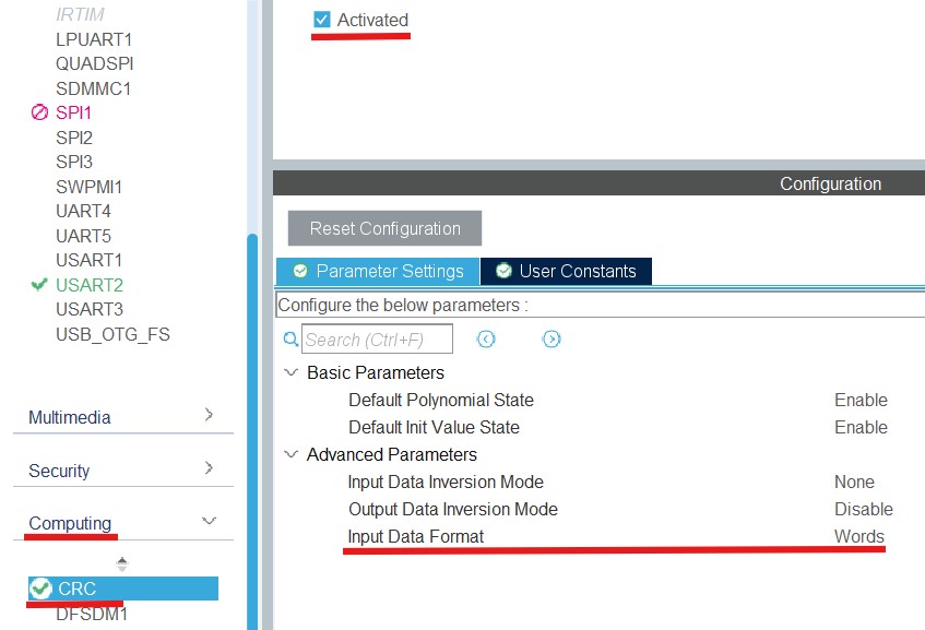 STM32 CRC Configuration