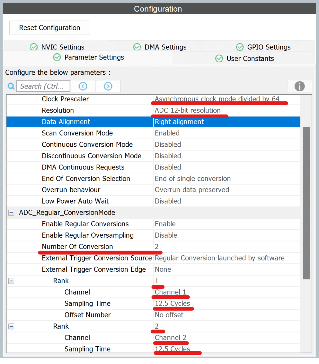 STM32 ADC CubeMx COnfiguration