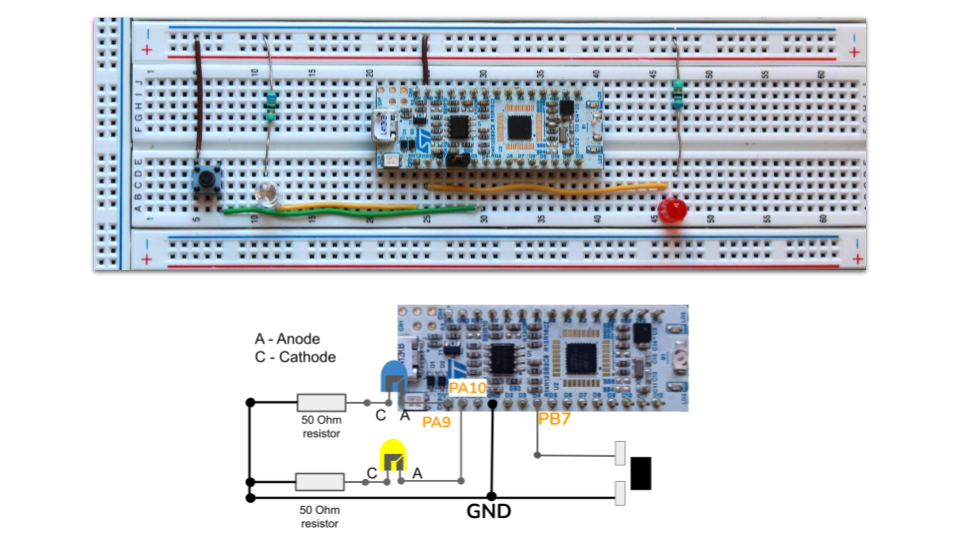 STM32 LED and button hardware