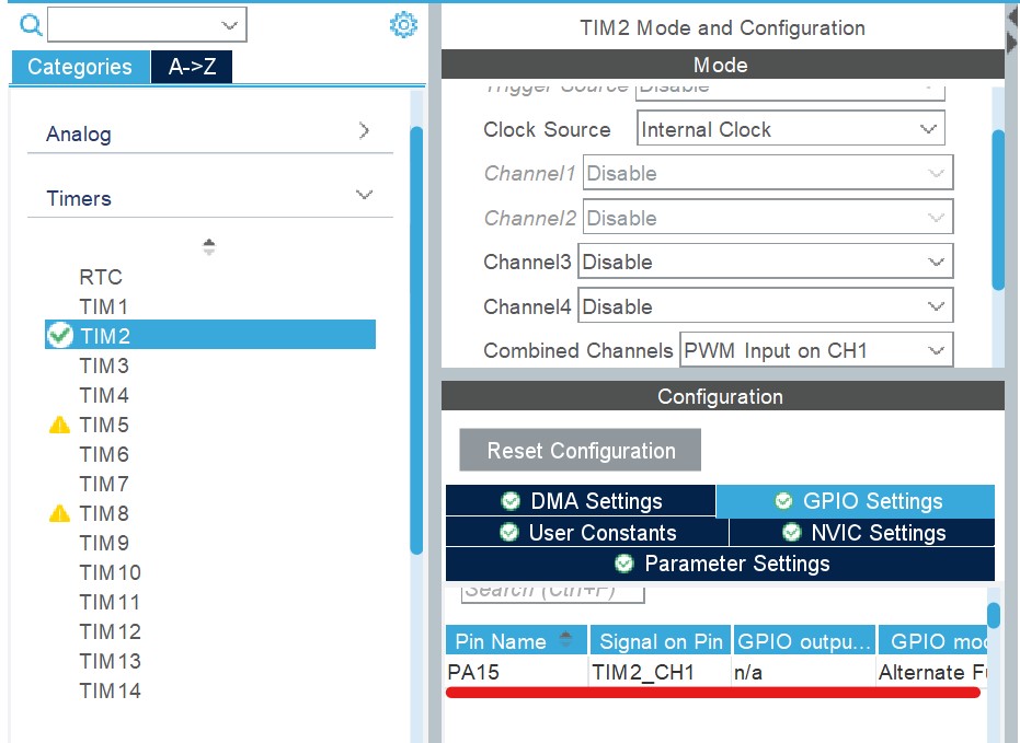 stm32 pwm input mode gpio pin