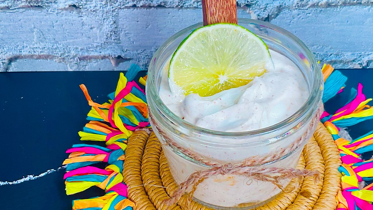 Garlic lime aioli served as a creamy dipping sauce.