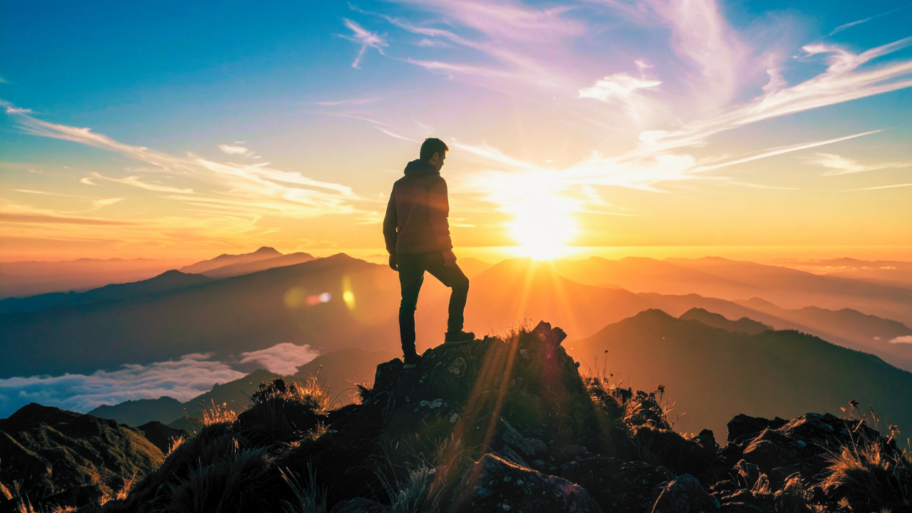 A confident man standing outside at sunrise, symbolizing natural healing and restored vitality.