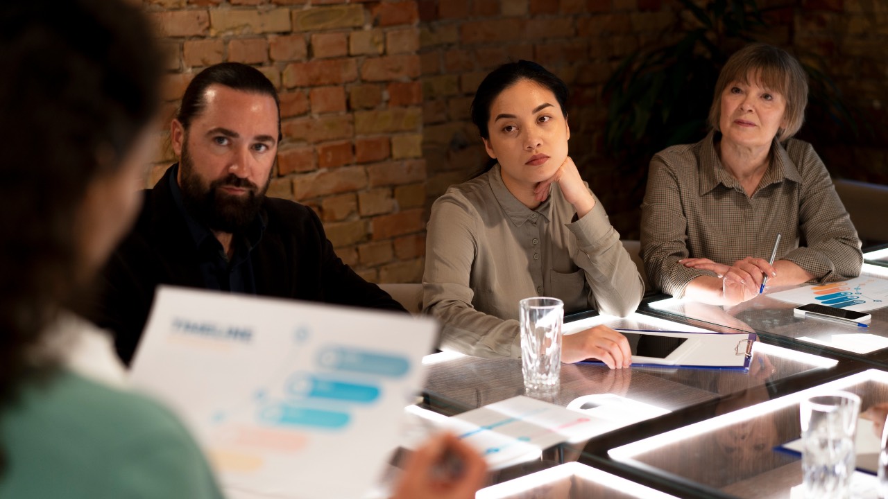 an image of a team not able to speak to CFO