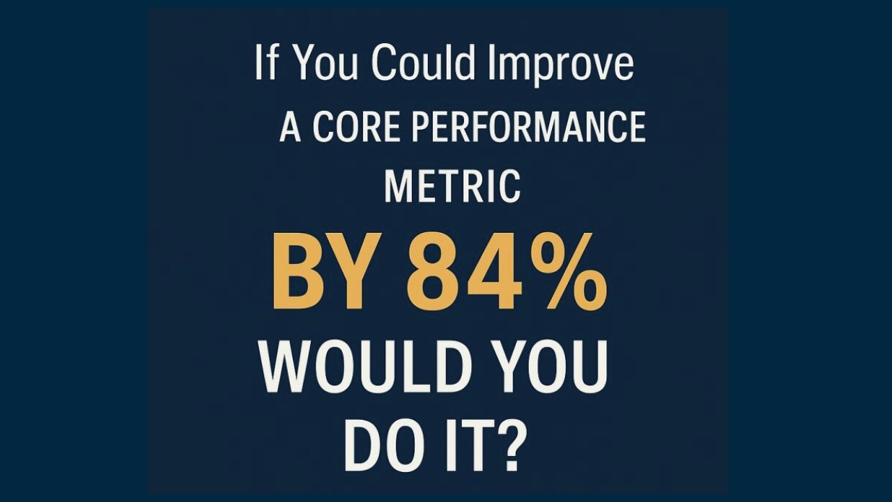 Graphic showing 84% in large, bold text against a dark background, symbolising a dramatic improvement in performance linked to emotional intelligence.