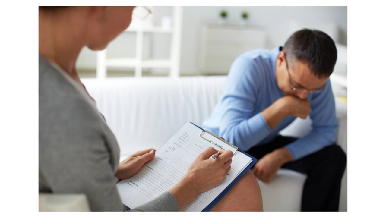 Therapist takes notes