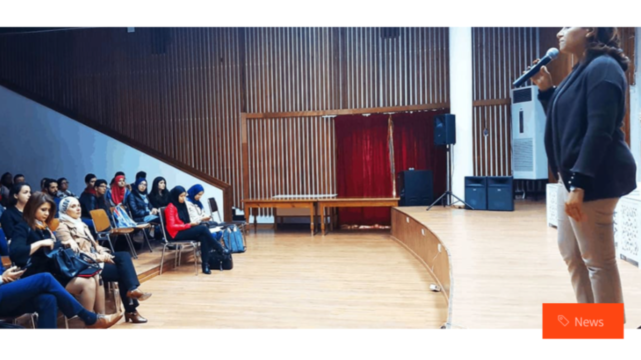 Ines Nasri presenting at ENIT Innovation Week, discussing the impact of digital innovations on future careers and global job creation.