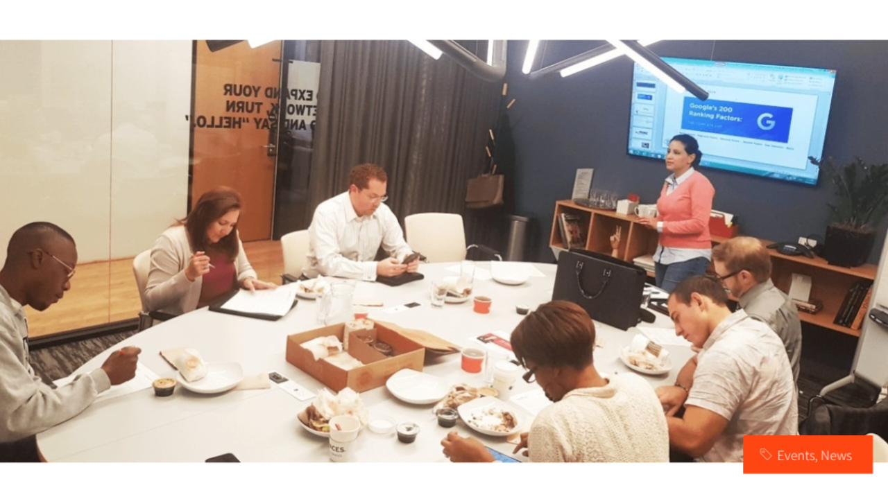 Ines Nasri conducting an SEO audit workshop in Los Angeles, guiding business owners and marketers on website optimization and growth strategies.