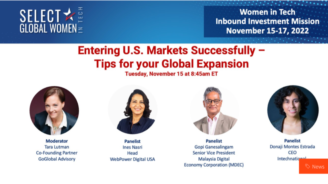 Select Global Women in Tech Webinar on Entering the US Market Successfully