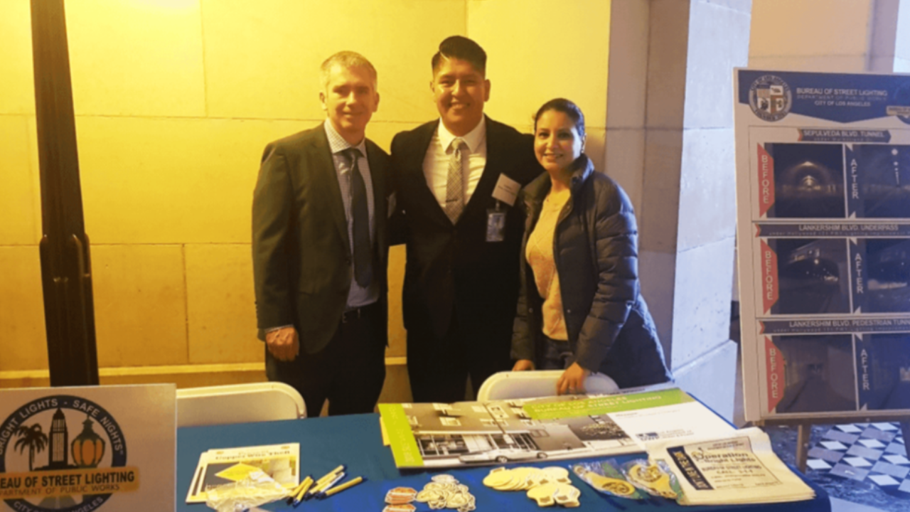 Ines Nasri speaking at the 2nd Annual Los Angeles Beautification Conference about technology, sustainability, and urban community initiatives.