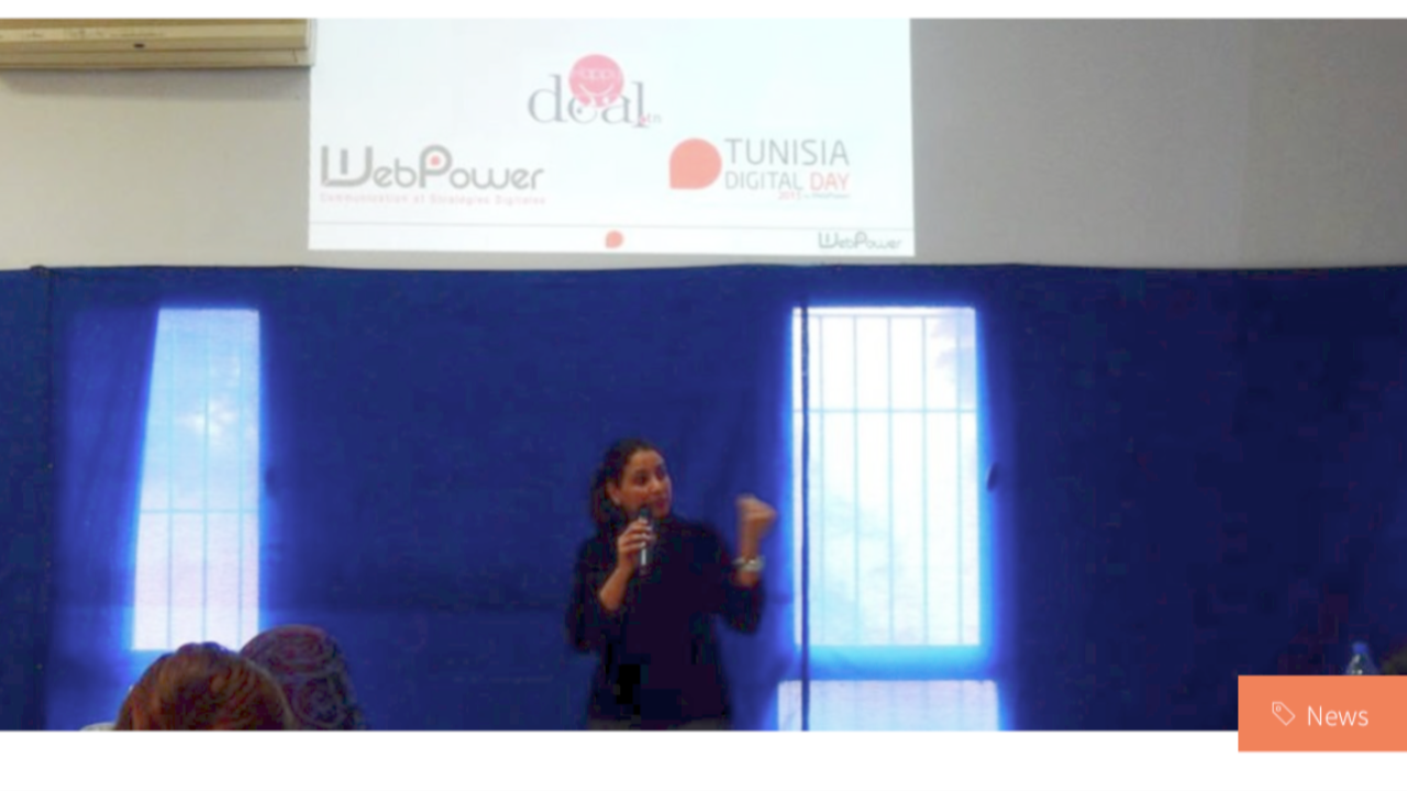 Ines Nasri speaking to students at Tunisia’s National Training Center, inspiring girls to explore STEM fields and pursue careers in technology and science.