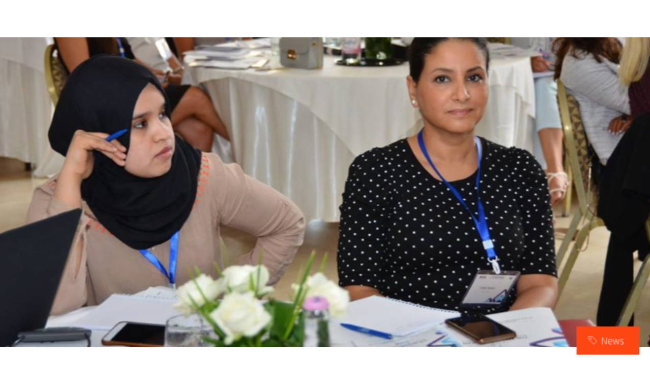 Ines Nasri presenting on the future of digitalization and artificial intelligence at the EBSOMED Med Roadshow, Laico Hotel, Tunis, June 2018.