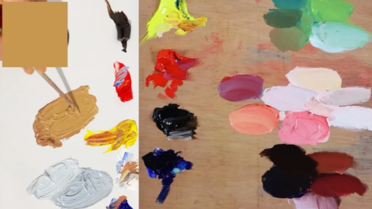 Palette limitée de cinq couleurs utilisée dans les cours de peinture à l’huile de Tristan Saint-Michel