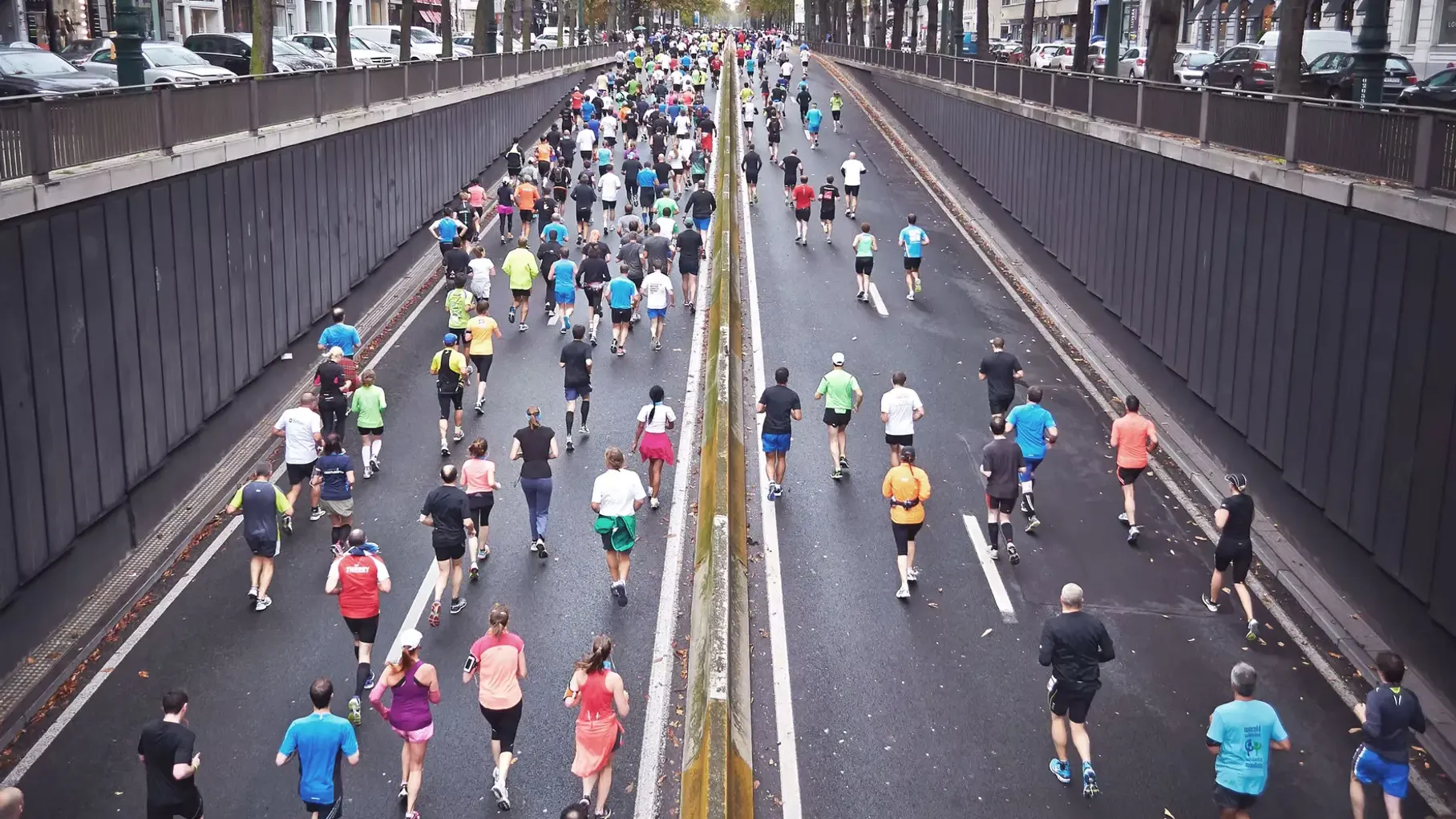 Runners on a road